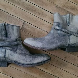 FRYE 76980 LINDSAY PLATE DUSTY GRAPHITE STONE LEATHER WO’S SHORT BOOTS 10 B